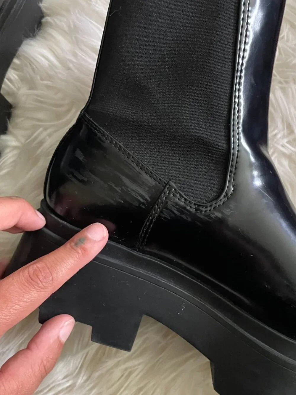 Open Edit Women’s Iris ediris Lug Sole Black Platform Chelsea Boots Size 7